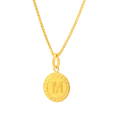 22K Yellow Gold Initial M Pendant with gold weight of 2.01g