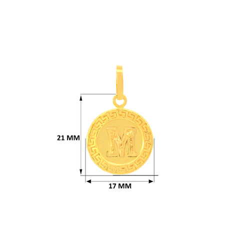 22K Yellow Gold Initial M Pendant with gold weight of 2.01g