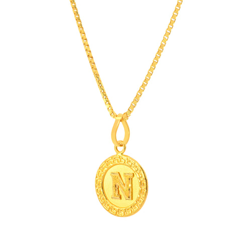 22K Yellow Gold Initial N Pendant with gold weight of 2.01g