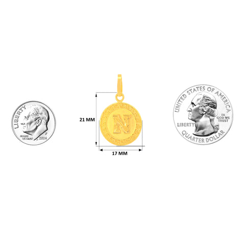 22K Yellow Gold Initial N Pendant with gold weight of 2.01g