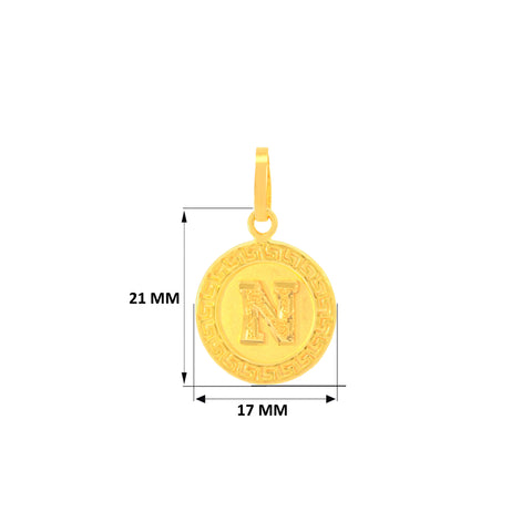 22K Yellow Gold Initial N Pendant with gold weight of 2.01g