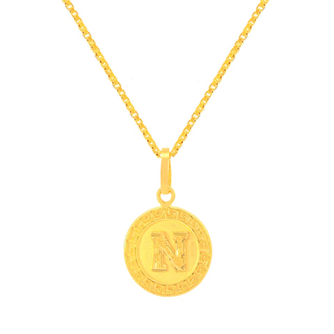 22K Yellow Gold Initial N Pendant with gold weight of 2.01g
