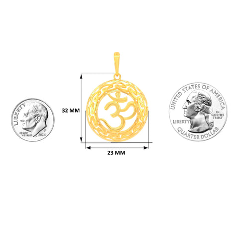 22K Yellow Gold Religious Om Large Pendant with gold weight of 3.86g