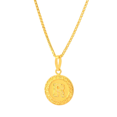 22K Yellow Gold Initial R Pendant with gold weight of 2.01g