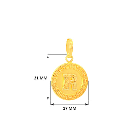 22K Yellow Gold Initial R Pendant with gold weight of 2.01g
