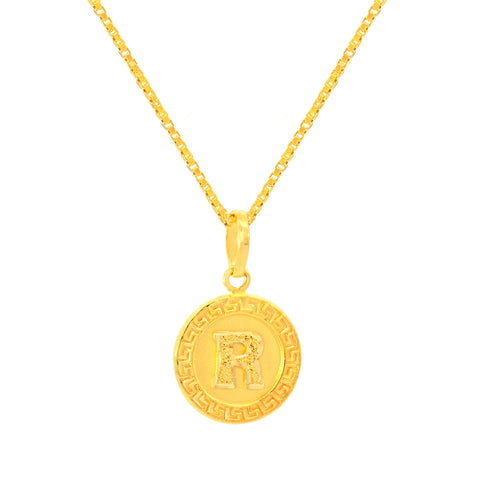 22K Yellow Gold Initial R Pendant with gold weight of 2.01g