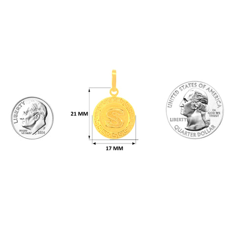 22K Yellow Gold Initial S Pendant with gold weight of 2.04g