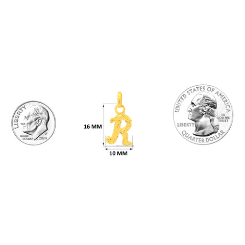 22K Yellow Gold Initial Initial R Pendant with gold weight of 0.99g