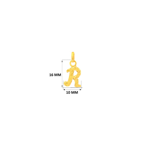 22K Yellow Gold Initial Initial R Pendant with gold weight of 0.99g