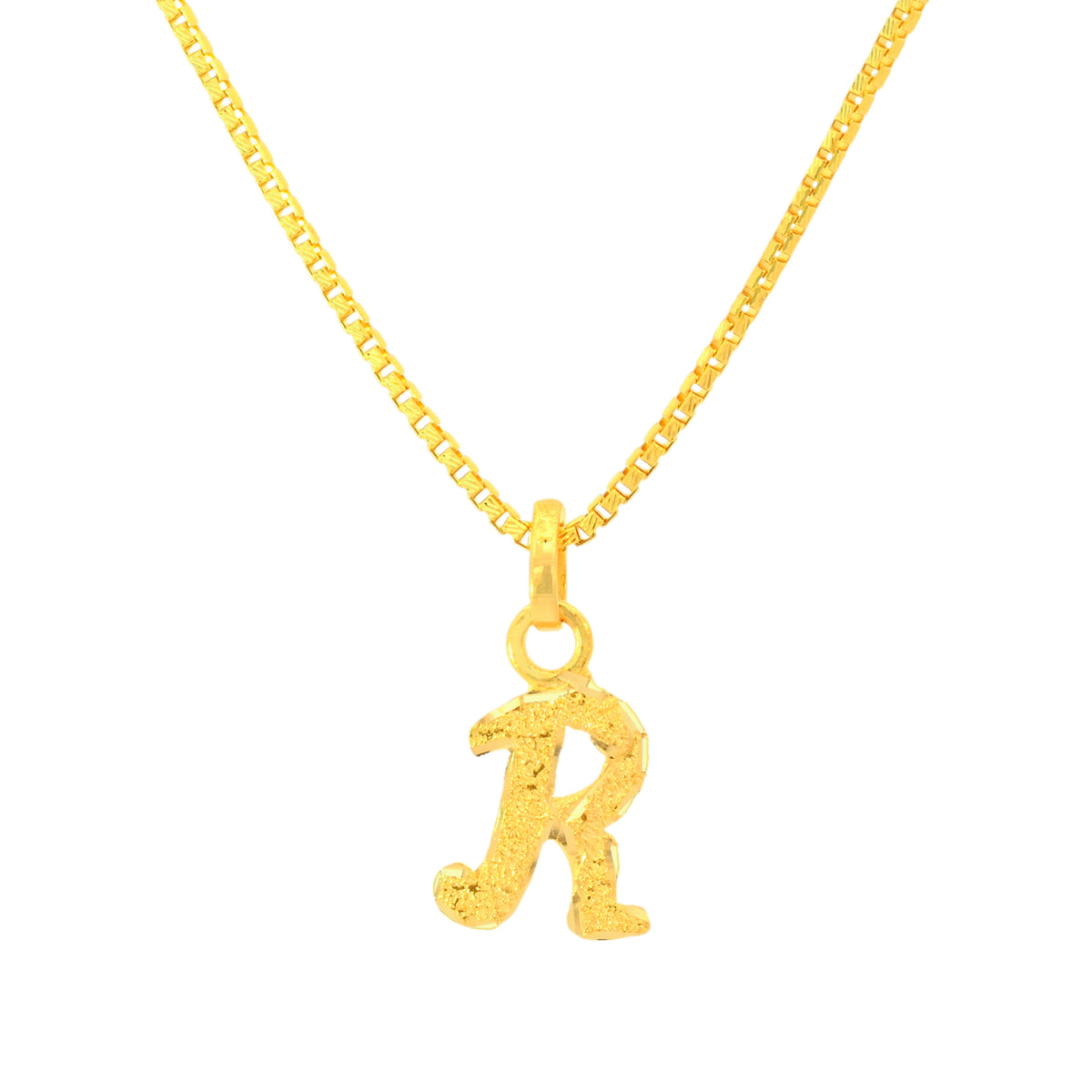 22K Yellow Gold Initial Initial R Pendant with gold weight of 0.99g