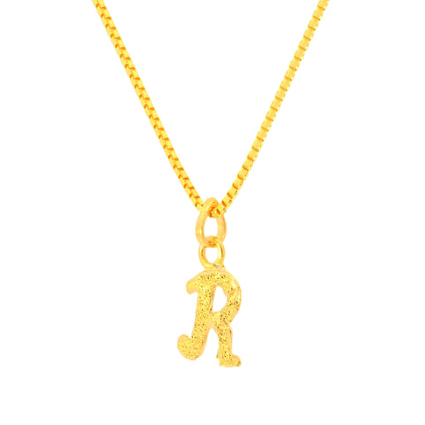 22K Yellow Gold Initial Initial R Pendant with gold weight of 0.99g