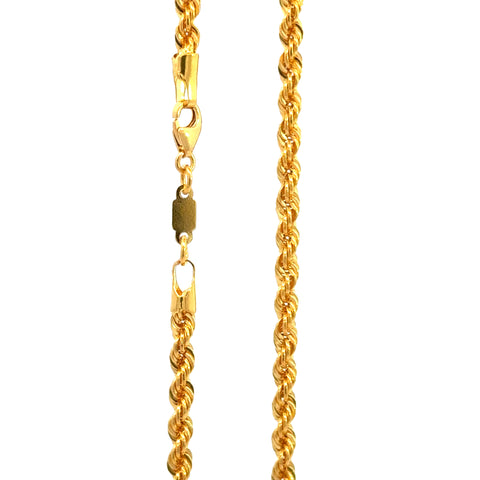 22K Yellow Gold Solid Medium Rope Chain