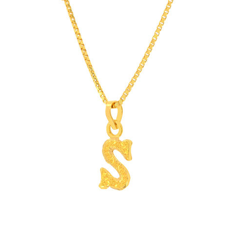 22K Yellow Gold Initial S Pendant with gold weight of 0.93g