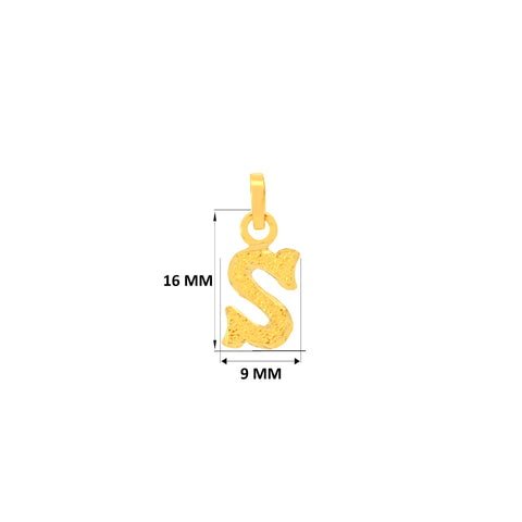 22K Yellow Gold Initial S Pendant with gold weight of 0.93g