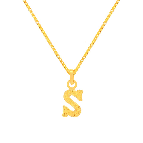 22K Yellow Gold Initial S Pendant with gold weight of 0.93g