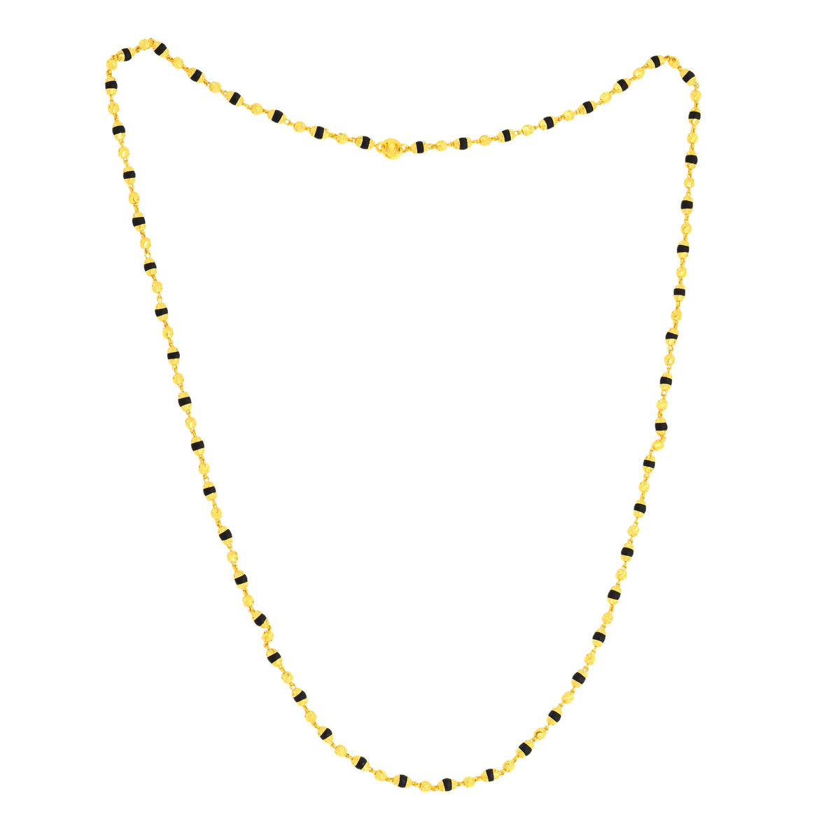 22K Gold Dark Beaded Tulsi Mala 25 Inch