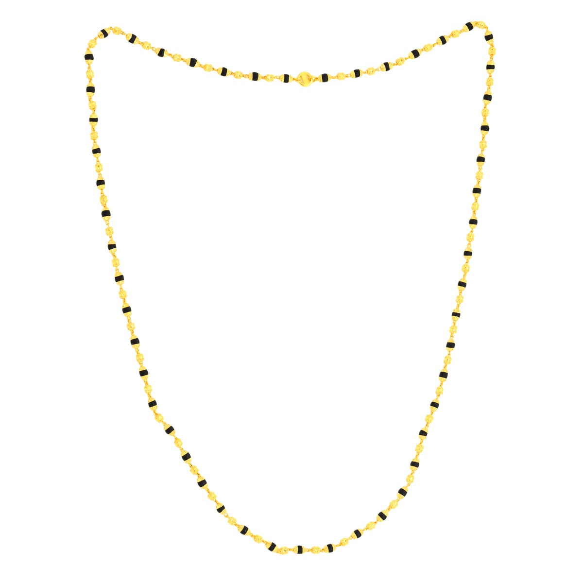 22K Gold Dark Beaded Tulsi Mala 24.5 Inch