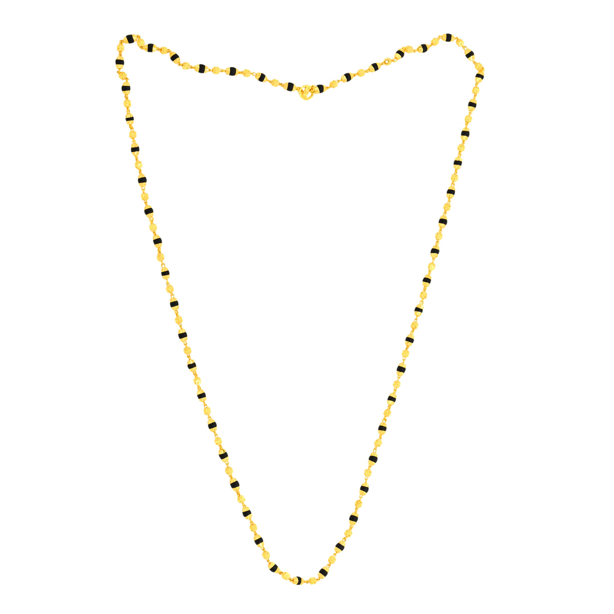 22K Gold Dark Bead Tulsi Mala 25.5 Inch