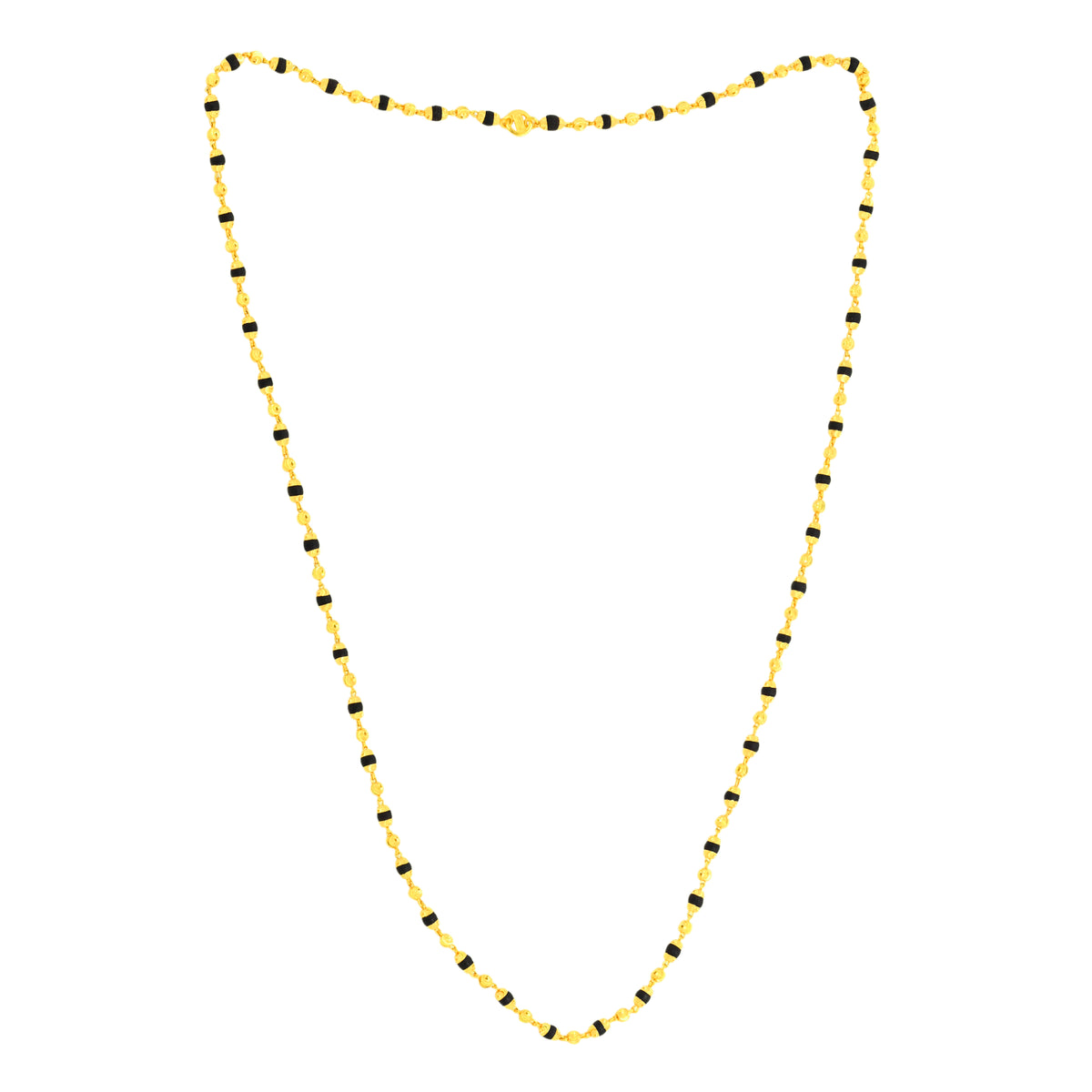 22K Gold Dark Bead Tulsi Mala 24 Inch