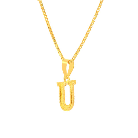 22K Yellow Gold Initial U Pendant with gold weight of 0.82g