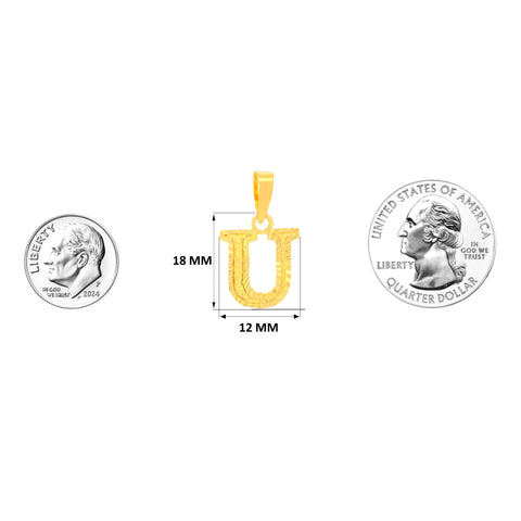 22K Yellow Gold Initial U Pendant with gold weight of 0.82g