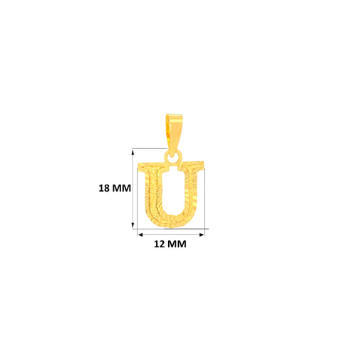 22K Yellow Gold Initial U Pendant with gold weight of 0.82g