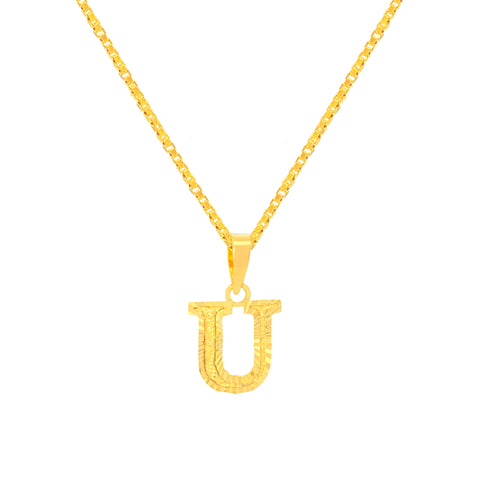 22K Yellow Gold Initial U Pendant with gold weight of 0.82g