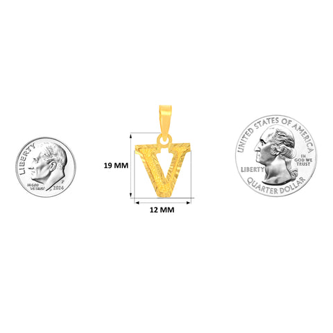 22K Yellow Gold Initial V Pendant with gold weight of 0.79g