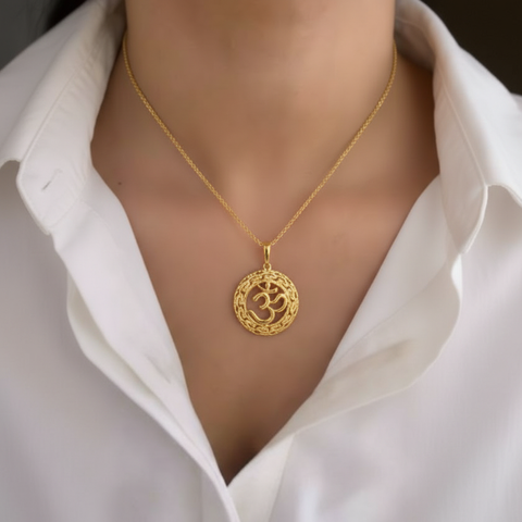 22K Yellow Gold Religious Om Large Pendant with gold weight of 3.86g