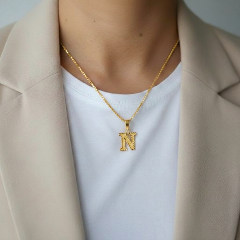 22K Yellow Gold Initial N Pendant with gold weight of 0.87g