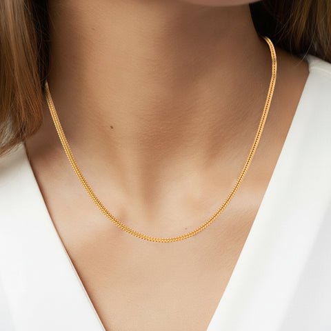 22'' Yellow Gold Box Fancy Chain 1MM