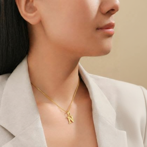 22K Yellow Gold Initial N Pendant with gold weight of 0.87g