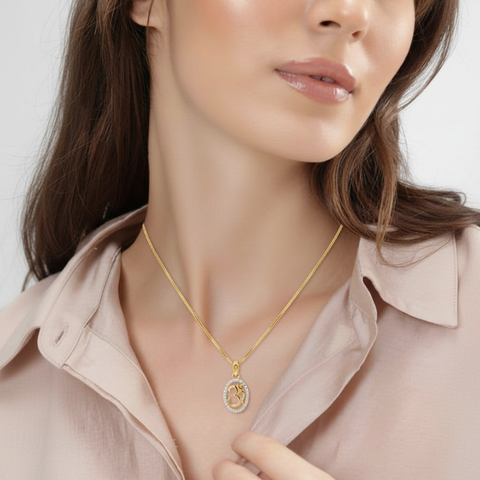 22K Yellow Cubic Zirconia Religious Om Medium Pendant with gold weight of 1.96g