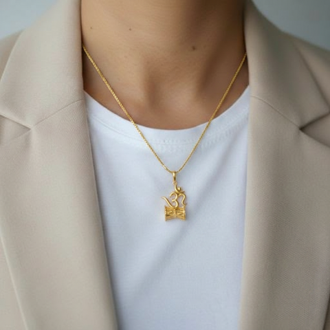 22K Yellow Gold Religious Om Large Pendant with gold weight of 5.74g