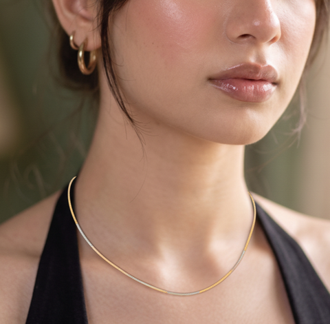 16'' Gold Three Tone Snake Chain 1MM