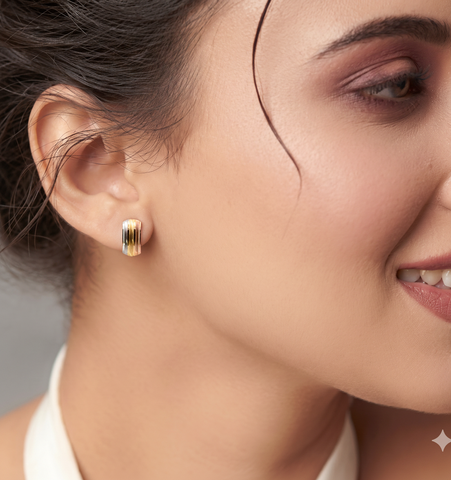 22k Three-Tone Gold Hoop Medium Earrings with gold weight of 1.86g