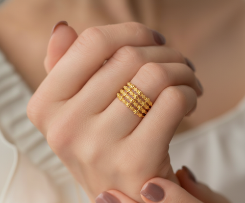 22k Yellow Gold Stacked Ring in size  and total gold weight of 3.6g