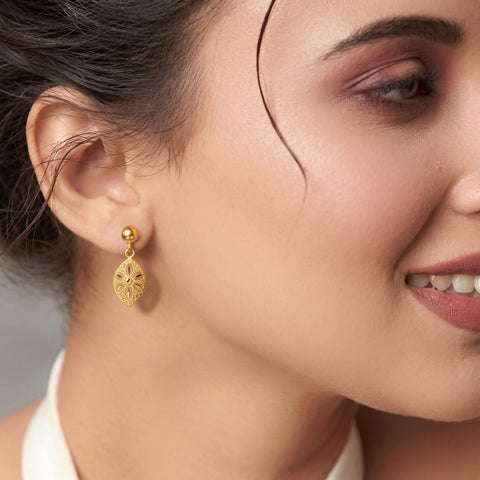 22k Yellow Gold Filigree Dangler Large Earrings with gold weight of 1.98g