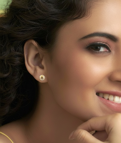 22k Two-Tone Gold Ball-Bead Medium Earrings with gold weight of 2.18g