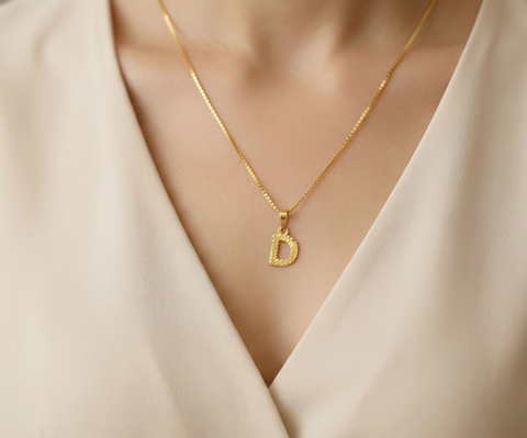 22K Yellow Gold Initial D Pendant with gold weight of 1.16g
