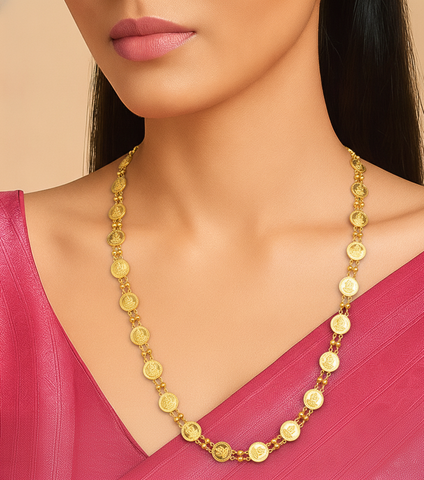 22K Yellow Gold Laxmi Coin Graceful Necklace