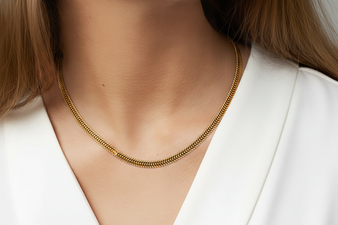18''  Yellow Gold Flat Chain 1MM