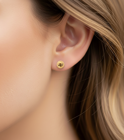 22k Yellow Gold Ball-Bead Medium Earrings with gold weight of 2.07g