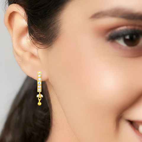 22K Gold CZ Dangling Hoop Earrings