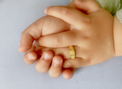 22k Yellow Gold Baby Ring in size 1.2 and total gold weight of 1.76g