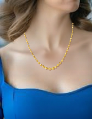 22K Yellow Gold Ball-Bead Alluring Necklace