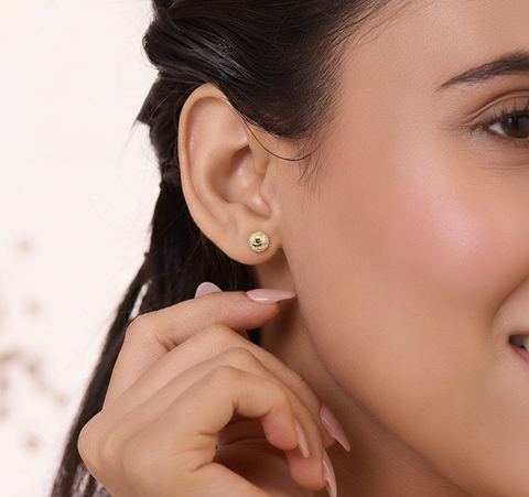 22k Two-Tone Gold Ball-Bead Small Earrings with gold weight of 2.24g