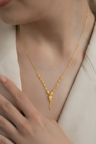 22K Yellow Gold Ball-Bead Statement Necklace