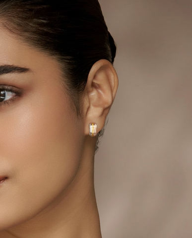 22k Three-Tone Gold Hoop Medium Earrings with gold weight of 1.95g