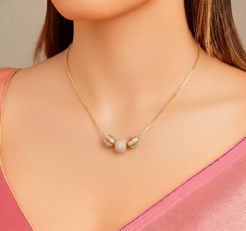 22K Yellow Cubic Zirconia 3 Ball Pendant with gold weight of 4.76g